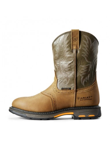 'Ariat' Men's 10" Workhog WP Soft Toe - Tan / Green soldes