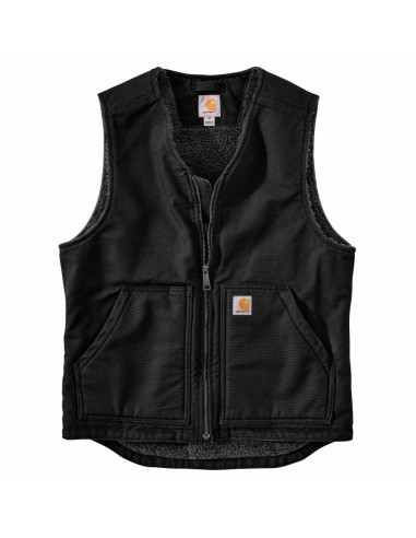 'Carhartt' Men's Washed Duck Sherpa Lined Vest - Black les muscles