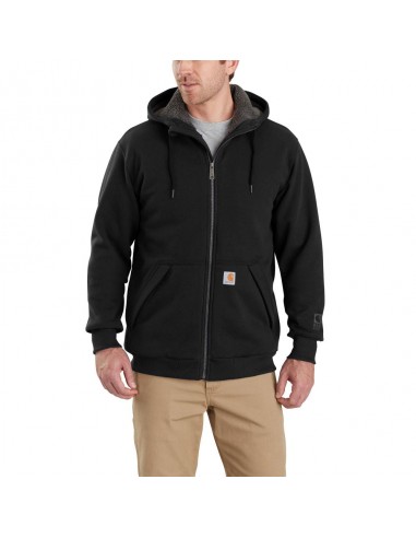 'Carhartt' Men's Rain Defender® Midweight Sherpa Lined Full Zip Sweatshirt - Black france