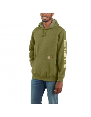 'Carhartt' Men's Midweight Sleeve Logo Hoodie - True Olive Heather livraison et retour toujours gratuits