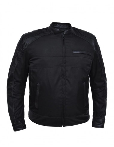 'Unik' Men's Leather / Textile Jacket - Black meilleur choix