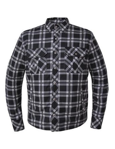 'Unik' Men's Flannel Armored Riding Shirt - Black / White du meilleur 