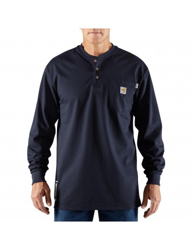 'Carhartt' Men's Flame Resistant Cotton Long Sleeve Henley - Dark Navy acheter en ligne