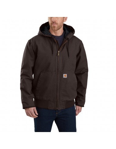 'Carhartt' Men's Quilt Flannel-Lined Sandstone Active Insulated Duck Jacket - Dark Brown Profitez des Offres !