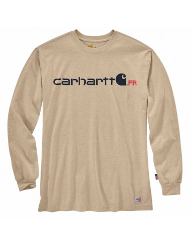 'Carhartt' Men's Flame Resistant Midweight Logo T-Shirt - Light Khaki Heather pas chere