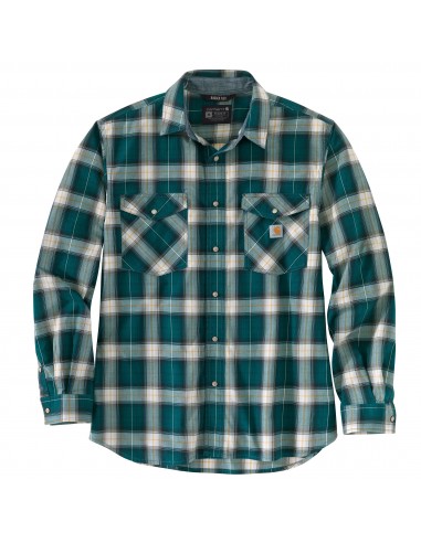 'Carhartt' Men's Rugged Flex Relaxed Fit Lightweight Snap Front Plaid - Tidal rembourrage situé sous