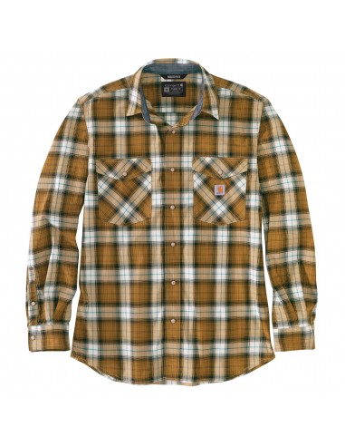 'Carhartt' Men's Rugged Flex Relaxed Fit Lightweight Snap Front Plaid - Carhartt Brown shop