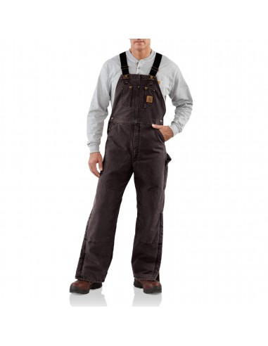 'Carhartt' Men's Quilt Lined Sandstone Bib Overall - Dark Brown la livraison gratuite