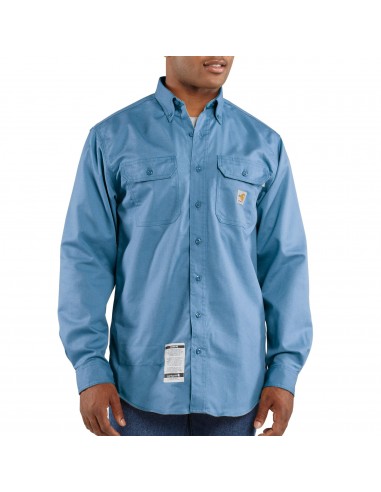 'Carhartt' Men's Flame Resistant Long Sleeve Twill Pocket Shirt - Medium Blue livraison gratuite