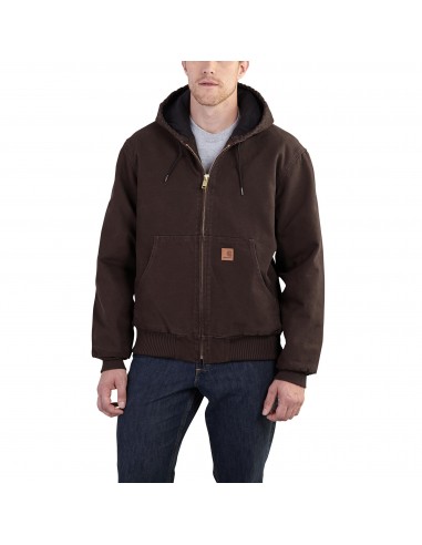 'Carhartt' Men's Flannel Lined Duck Active Hooded Jacket - Dark Brown offre 