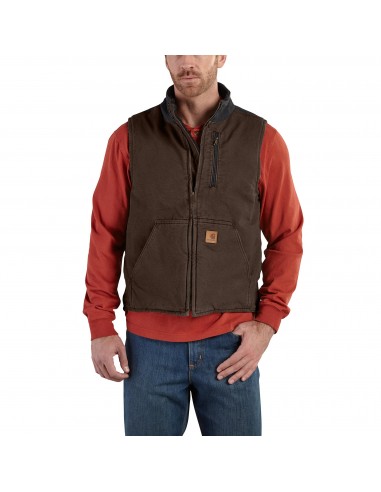 'Carhartt' Men's Sandstone Mock-Neck Sherpa Vest - Dark Brown pour bénéficier 