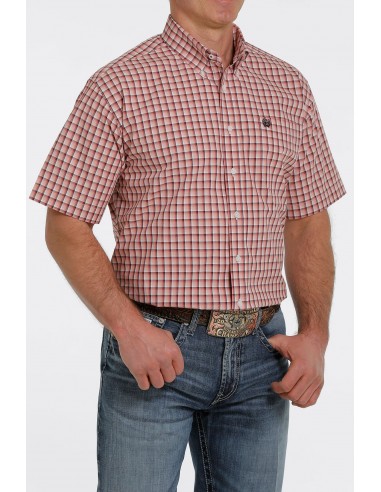 'Cinch' Men's Plaid Western Button Down - Pink Les magasins à Paris et en Île-de-France