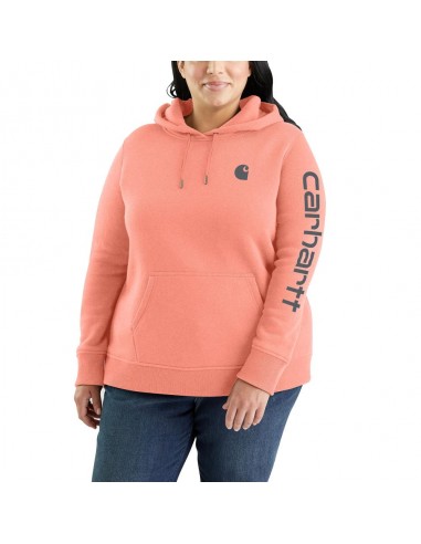 'Carhartt' Women's Clarksburg Sleeve Logo Hoodie - Hibiscus Heather pas cheres